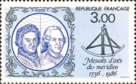 francobollo dediacato a Maupertuis e La Condamine