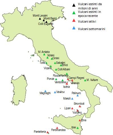 Distribuzione dei vulcani italiani
